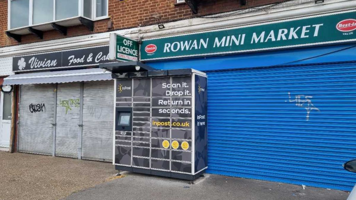 InPost locker at 23 Rowan Road 24/7 InPost Locker - Rowan Food and Wine, London