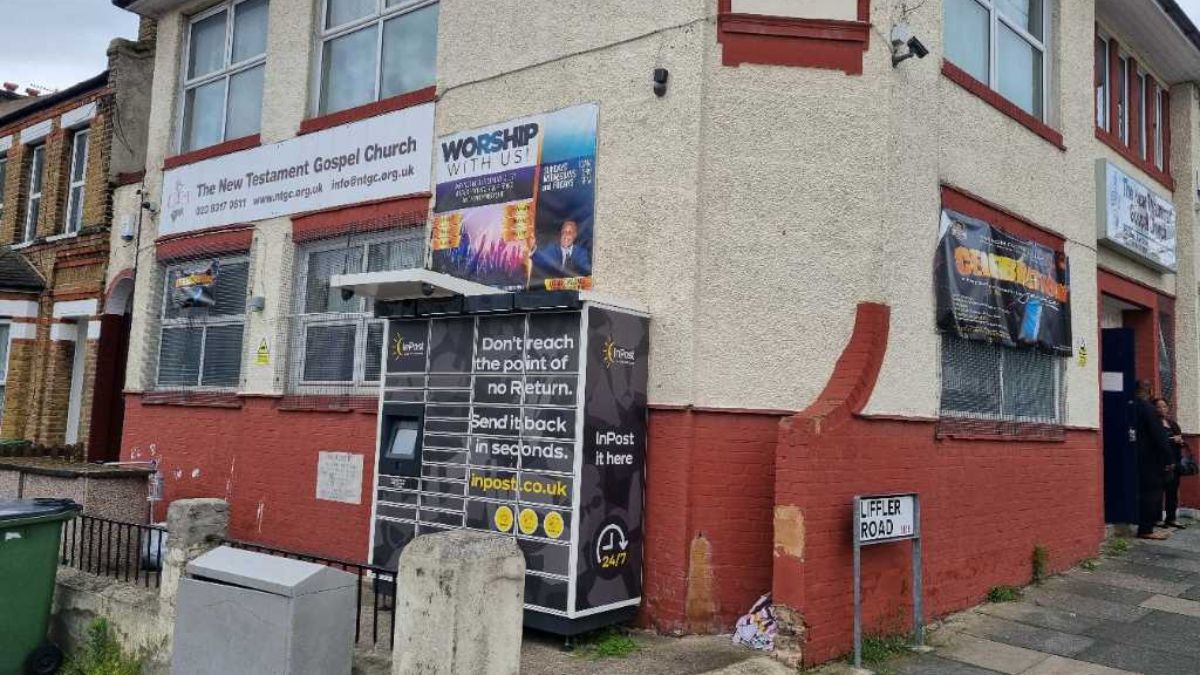 InPost locker at 1a Liffler Road 24/7 InPost Locker - New Testament Gospel Church, London